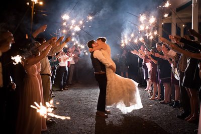 Grand Isle Lake House wedding Sparkler send off