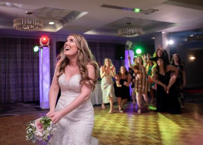 Bouquet Toss Maine Wedding Photographer 